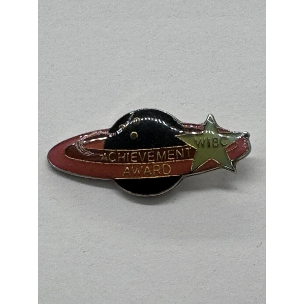 Vintage WIBC Womens‎ Bowling Achievement Award Saturn Rings Lapel Pin
